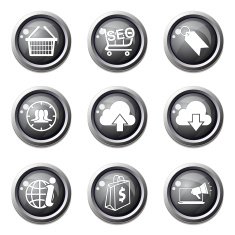SEO Internet Sign Black Vector Button Icon Design Set 7 N4