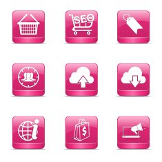 SEO Internet Sign Square Vector Pink Icon Design Set 7 N2