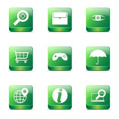 SEO Internet Sign Square Vector Green Icon Design Set 10