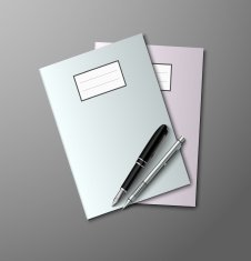 Notebooks with pen and pencil background