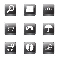 SEO Internet Sign Square Vector Black Icon Design Set 10