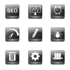 SEO Internet Sign Square Vector Black Icon Design Set 8