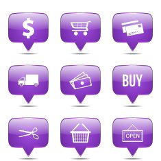 Shopping Sign Square Vector Violet Icon Design Set N2