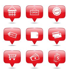 Shopping Sign Square Vector Red Icon Design Set 2 N2