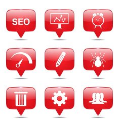 SEO Internet Sign Square Vector Red Icon Design Set 8 N2