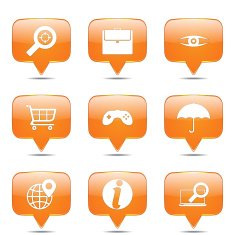 SEO Internet Sign Square Vector Orange Icon Design Set 10 N2