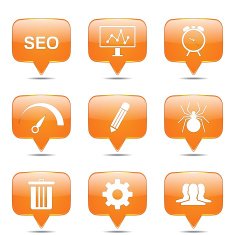 SEO Internet Sign Square Vector Orange Icon Design Set 8 N2