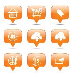 SEO Internet Sign Square Vector Orange Icon Design Set 7 N2