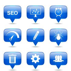 SEO Internet Sign Square Vector Blue Icon Design Set 8 N2