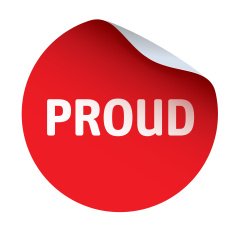 Red vector sticker text PROUD N2