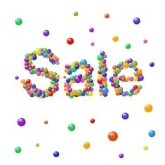 Colorful abstract bubbles forming Sale message