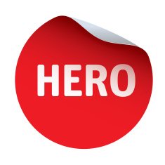 Red vector sticker text HERO