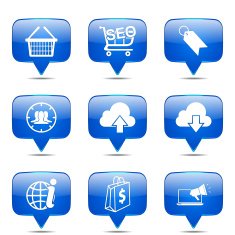 SEO Internet Sign Square Vector Blue Icon Design Set 7 N2