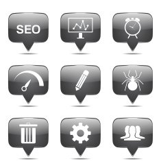 SEO Internet Sign Square Vector Black Icon Design Set 8 N2