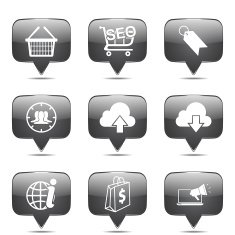 SEO Internet Sign Square Vector Black Icon Design Set 7 N2