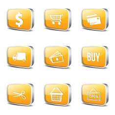 Shopping Sign Square Vector Yellow Icon Design Set N3