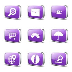 SEO Internet Sign Square Vector Violet Icon Design Set 10 N3