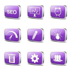 SEO Internet Sign Square Vector Violet Icon Design Set 8 N3