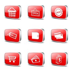 Shopping Sign Square Vector Red Icon Design Set 2 N3