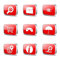 SEO Internet Sign Square Vector Red Icon Design Set 10 N2