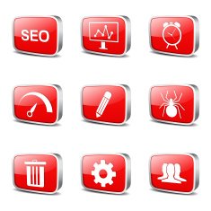 SEO Internet Sign Square Vector Red Icon Design Set 8 N3