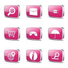 SEO Internet Sign Square Vector Pink Icon Design Set 10 N3