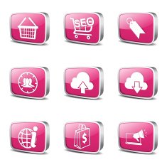 SEO Internet Sign Square Vector Pink Icon Design Set 7 N3