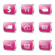 Shopping Sign Square Vector Pink Icon Design Set N3