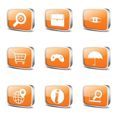 SEO Internet Sign Square Vector Orange Icon Design Set 10 N3