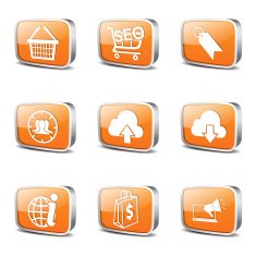 SEO Internet Sign Square Vector Orange Icon Design Set 7 N3