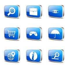 SEO Internet Sign Square Vector Blue Icon Design Set 10 N3