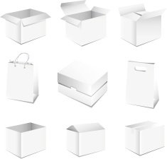 Set of white boxes