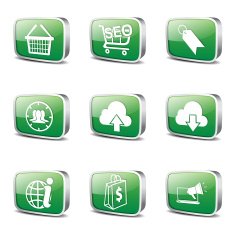 SEO Internet Sign Square Vector Green Icon Design Set 7 N3