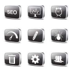 SEO Internet Sign Square Vector Black Icon Design Set 8 N3