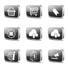 SEO Internet Sign Square Vector Black Icon Design Set 7 N3