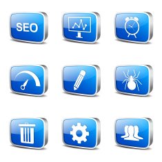 SEO Internet Sign Square Vector Blue Icon Design Set 8 N3