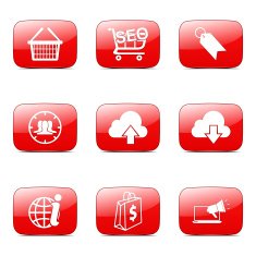 SEO Internet Sign Square Vector Red Icon Design Set 7 N3