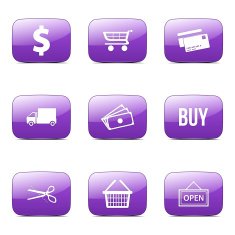 Shopping Sign Square Vector Violet Icon Design Set N4