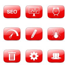 SEO Internet Sign Square Vector Red Icon Design Set 8 N4