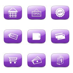 Shopping Sign Square Vector Violet Icon Design Set 2 N4