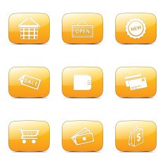 Shopping Sign Square Vector Yellow Icon Design Set 2 N4
