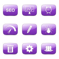 SEO Internet Sign Square Vector Violet Icon Design Set 8 N4