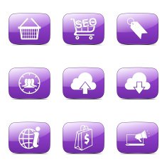 SEO Internet Sign Square Vector Violet Icon Design Set 7 N4