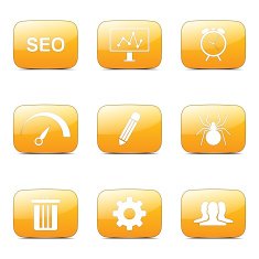 SEO Internet Sign Square Vector Yellow Icon Design Set 8 N4