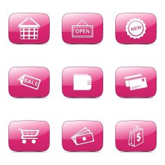 Shopping Sign Square Vector Pink Icon Design Set 2 N4