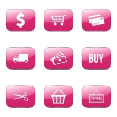 Shopping Sign Square Vector Pink Icon Design Set N4