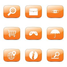 SEO Internet Sign Square Vector Orange Icon Design Set 10 N4