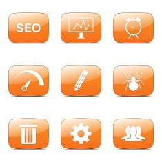 SEO Internet Sign Square Vector Orange Icon Design Set 8 N4