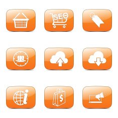SEO Internet Sign Square Vector Orange Icon Design Set 7 N4