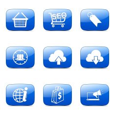 SEO Internet Sign Square Vector Blue Icon Design Set 7 N4